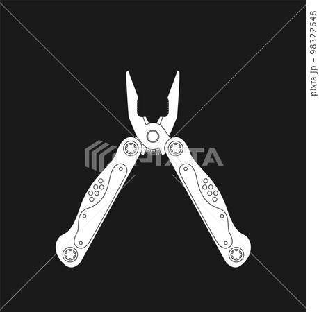 Stainless steel multifunctional pocket multi tool instrument. Flat illustration isolated on white. 98322648