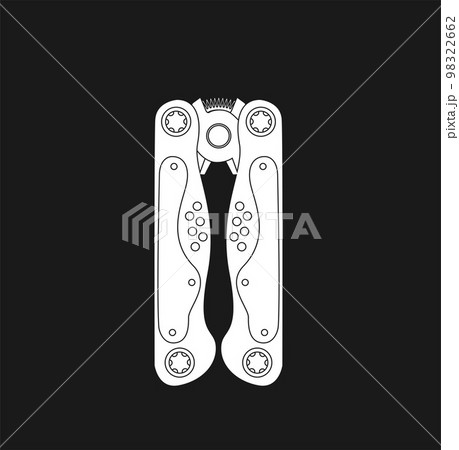 Stainless steel multifunctional pocket multi tool instrument. Flat illustration isolated on white. 98322662
