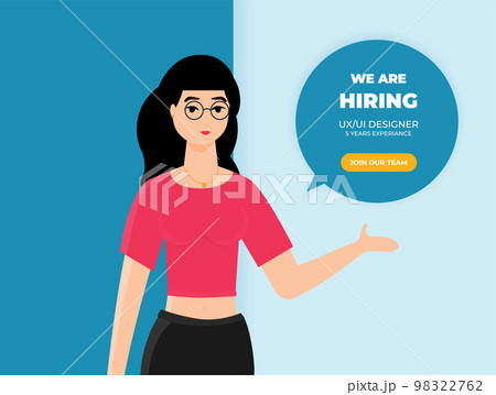 Girl. Business hiring and recruiting concept. Flat vector illustration. Girl. Business hiring and recruiting concept. Flat vector illustration. 98322762