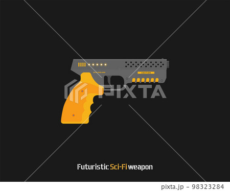 Futuristic Sci-Fi Pistol flat vector. Weapon. Gun. 98323284