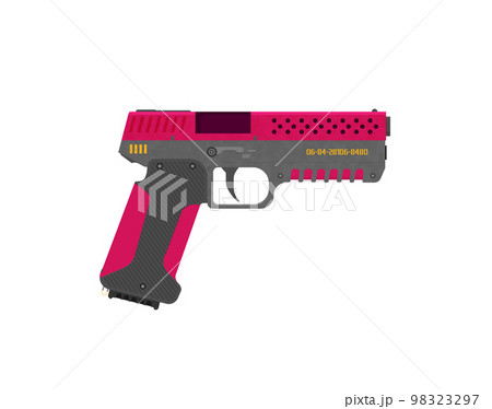 Futuristic Sci-Fi Pistol flat vector. Weapon set. Gun. 98323297