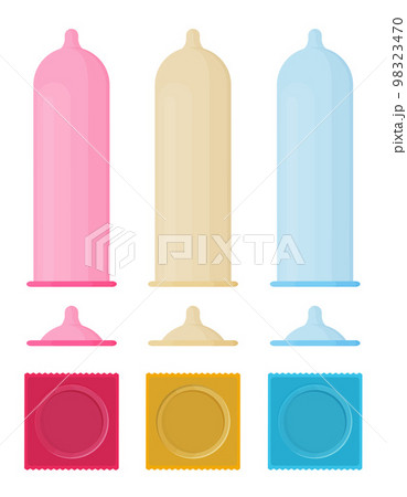 Condom and packages. Vector flat illustration. 98323470