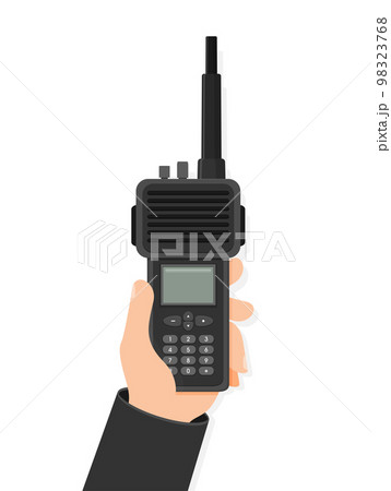 Modern portable handheld radio device. Vector illustration in flat style 98323768