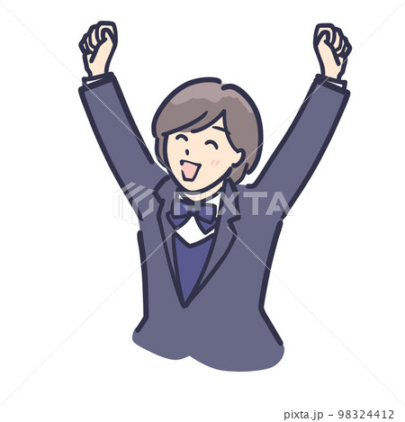 歓喜に沸く制服姿の女子学生イラスト 98324412