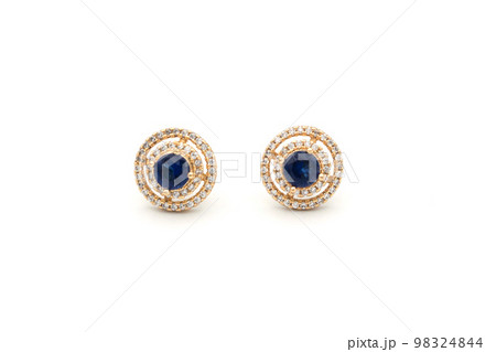 Elegant earrings, a pair of luxury earrings on white isolated background. Accessory earrings for women. 98324844