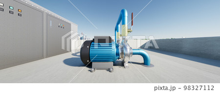 3d rendering of water pump station. 98327112