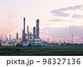 Oil gas refinery or petrochemical plant with concept of business, industry. 98327136