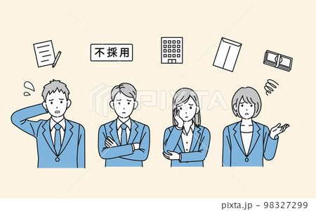 就職関連のトラブルに困る若い男女のイラスト 98327299