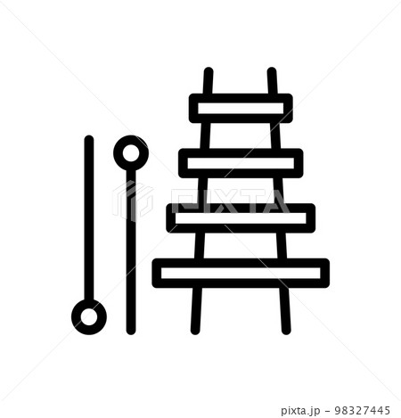 Xylophone line icon isolated on white background. Black flat thin icon on modern outline style. Linear symbol and editable stroke. Simple and pixel perfect stroke vector illustration 98327445