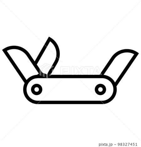 Swiss knife line icon isolated on white background. Black flat thin icon on modern outline style. Linear symbol and editable stroke. Simple and pixel perfect stroke vector illustration 98327451