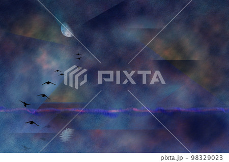 Birds flies to the moon Birds flies to the moon 98329023