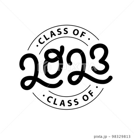 Graduate 2023. Class of 2023. Lettering logo stamp. Graduate design yearbook. Vector illustration. 98329813