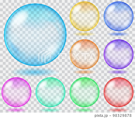 Multicolored transparent glass spheres. Transparency only in vector file 98329878