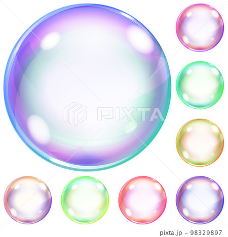 Set of colorful opaque soap bubbles 98329897