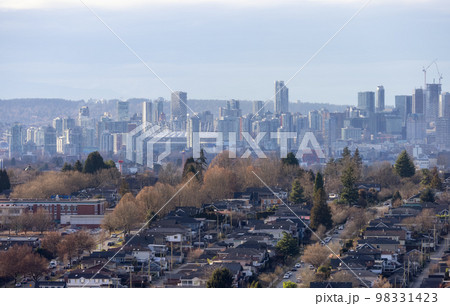 Modern City, Residential Homes and Downtown Buildings in background. Vancouver Modern City, Residential Homes and Downtown Buildings in background. Vancouver 98331423