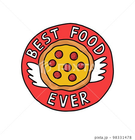 pizza doodle sticker, best food ever, vector color line illustration 98331478