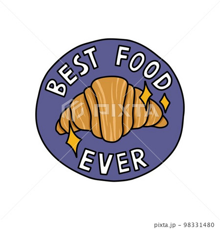 croissant doodle sticker, best food ever, vector color line illustration 98331480