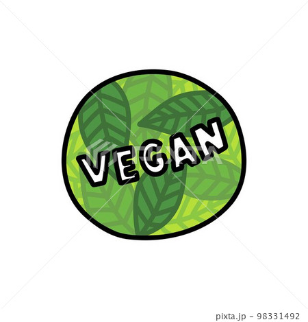 vegan sticker doodle icon, vector color line illustration 98331492