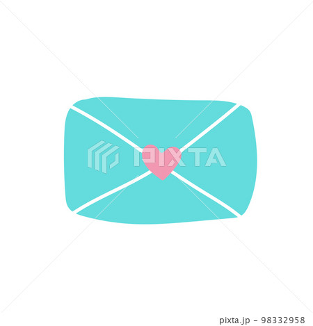 Simple hand-drawn doodle of envelope sealed with a heart. Vector romantic design Simple hand-drawn doodle of envelope sealed with a heart. Vector romantic design 98332958