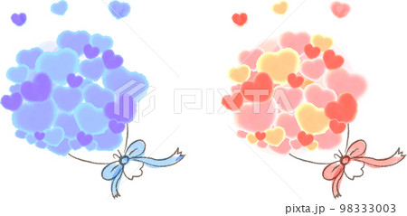 ハートの青の花束　ピンクの花束 98333003