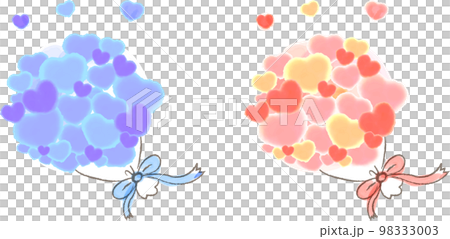 ハートの青の花束　ピンクの花束 98333003
