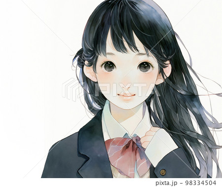 日本の女子高生 水彩画風「AI生成画像」のイラスト素材 [98334504] - PIXTA