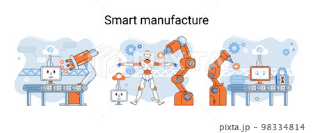 Smart manufacture metaphor with automated production line. Innovative contemporary smart industry 98334814