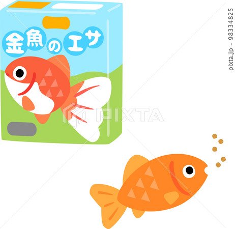 箱入りの金魚の餌と餌を食べる金魚 98334825