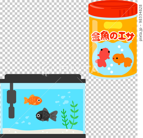 金魚の餌と水槽 98334828