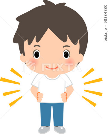 白いTシャツを着て腰に手を当てた男性 白いTシャツを着て腰に手を当てた男性 98334830