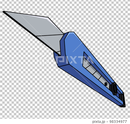 ダイナミックな刃を出したカッター斜めのイラスト 98334977