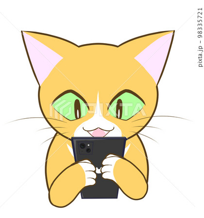 スマホを見る猫 98335721