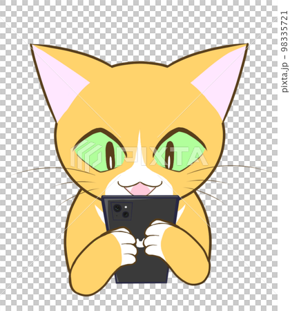 スマホを見る猫 98335721