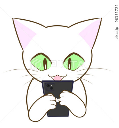 スマホを見る猫 98335722