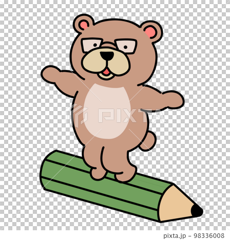 Bear teacher with glasses surfing with pencil Bear teacher with glasses surfing with pencil 98336008