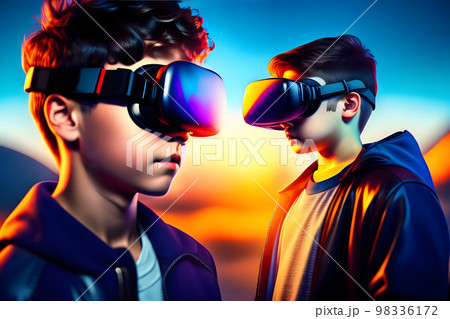VRゴーグルをつけた子供 VRゴーグルをつけた子供 98336172