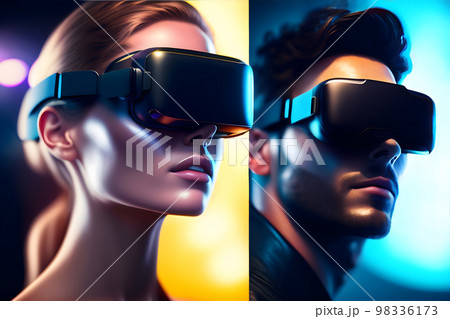 VRゴーグルをつけた男女 VRゴーグルをつけた男女 98336173