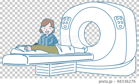 CT検査を受ける患者と放射線技師 98336276