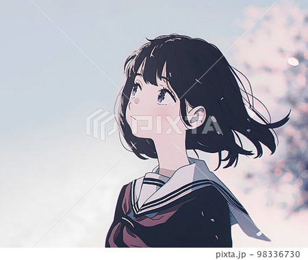 桜が満開の季節　女学生　卒業・入学のシーズン「AI生成画像」 98336730