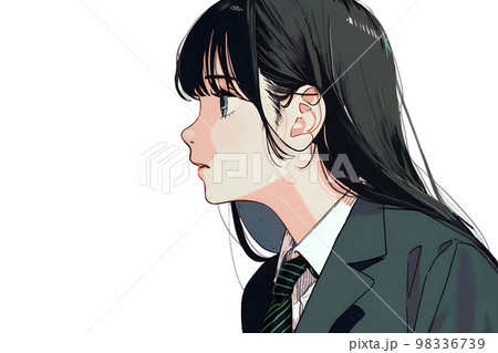 横顔の女学生 黒髪ロング アニメ風イラスト「AI生成画像」 横顔の女学生 黒髪ロング アニメ風イラスト「AI生成画像」 98336739