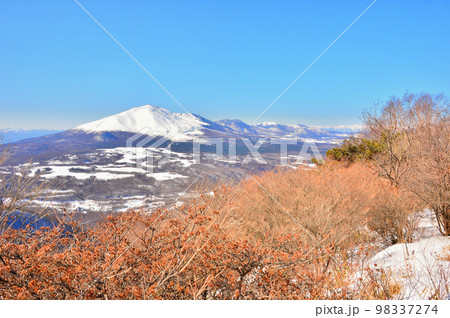 浅間隠山から望む冬の浅間山 98337274