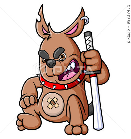 The angry dog holding samurai and sitting of illustration 98337451
