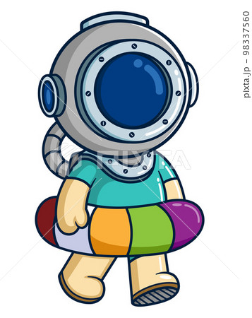 The diver with ring ball ready to swim of illustration 98337560