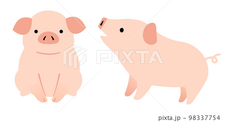 かわいい子ブタの全身イラスト 98337754