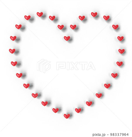 バレンタイン素材：かわいいハートのハート型フレーム（3Dレンダリング） 98337964
