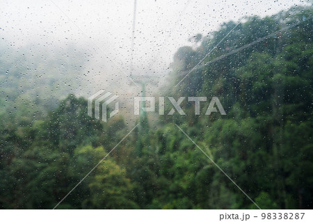 blurry of Ba Na Hills Mountain in the fog from Cable car. Landmark and popular. Da Nang, Vietnam and Southeast Asia travel concept blurry of Ba Na Hills Mountain in the fog from Cable car. Landmark and popular. Da Nang, Vietnam and Southeast Asia travel concept 98338287