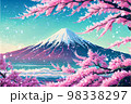 桜と富士山 98338297