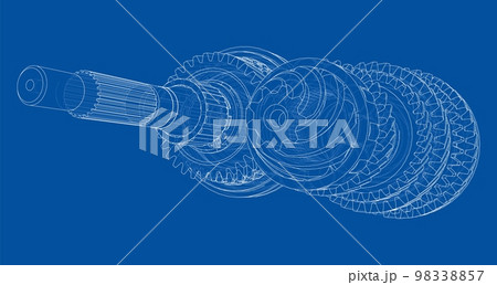Gearbox sketch. Vector 98338857