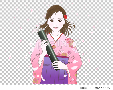 袴の女性(風,さくら舞う) 袴の女性(風,さくら舞う) 98338889