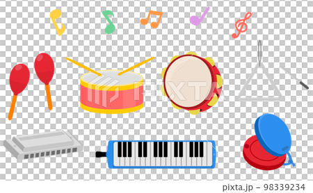 楽器　小学校で使う楽器　素材セット　イラスト 98339234